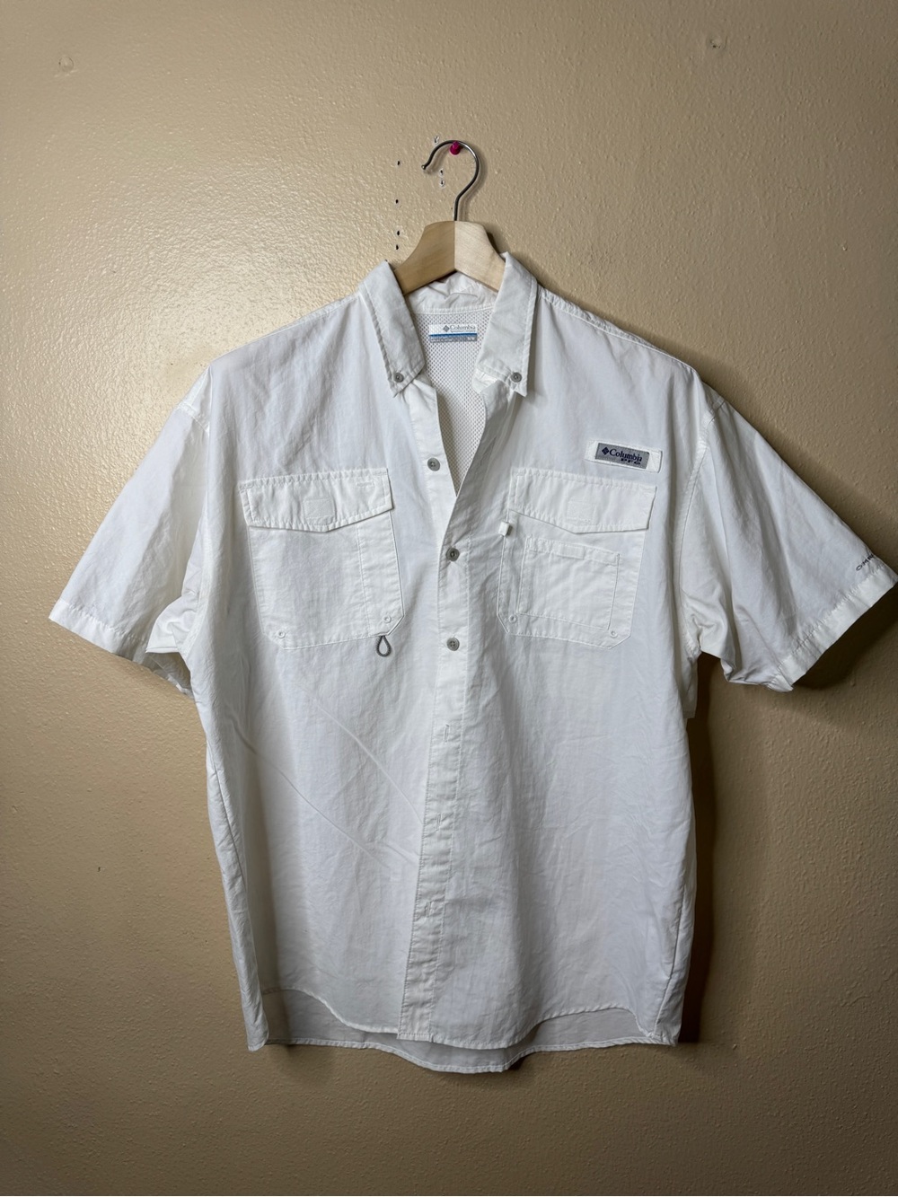 Columbia Shirt Men’s Medium White Fishing Shirt Vented Button Up Outdoor￼